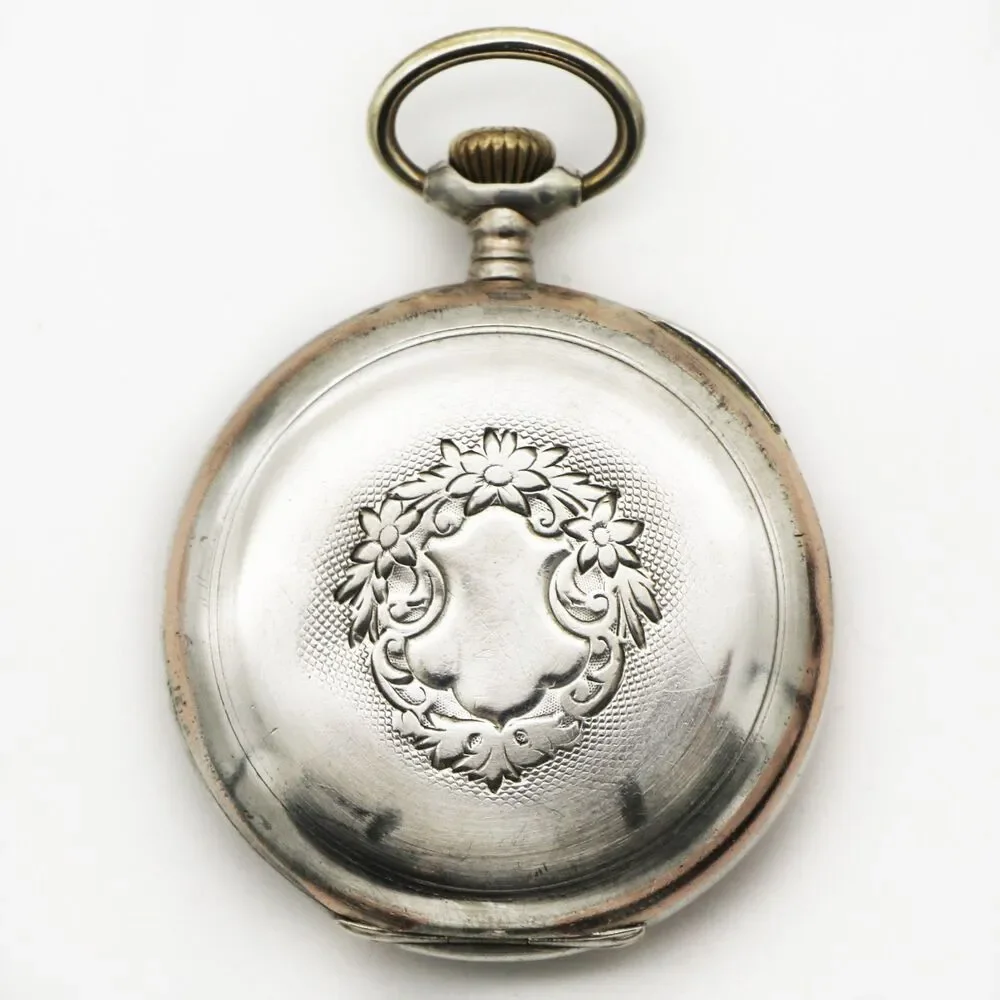Omega Antique  Open Face .800 Silver Early 1900s Swiss Mechanical Pocket Watch